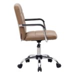 Modern Brown Faux Leather Office Desk Chair with Armrest - Image 4