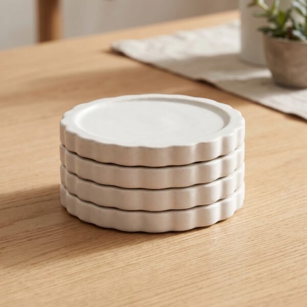 Ceramic Coaster Set of 4 Heat Resistant Table Protection Durable Modern Design | wholeds