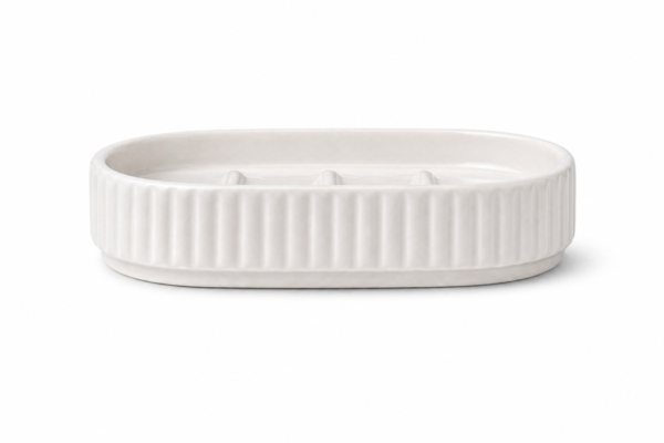 Ceramic Soap Dish Tray Non-Slip Bathroom Accessory Durable Modern Design | wholeds