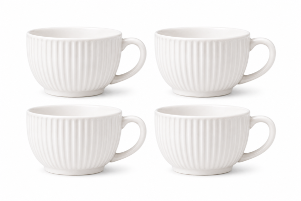 Ceramic Tea Cup Set of 4 Elegant Handle Cups 200ml Durable Modern Design | wholeds