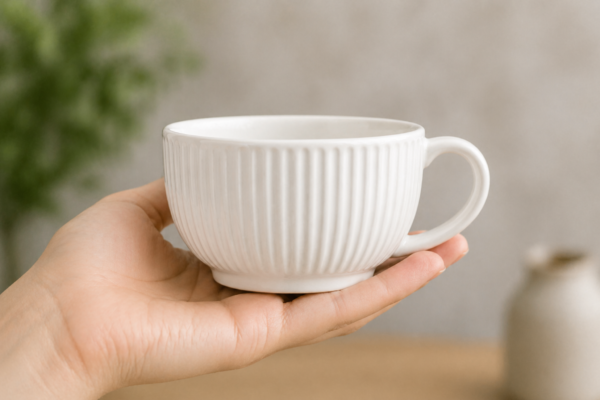 Ceramic Tea Cup Set of 4 Elegant Handle Cups 200ml Durable Modern Design | wholeds