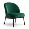 1 Furniture Ripple Emerald Green Velvet Accent Chair with Matte Black Tapered Legs