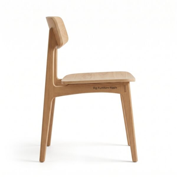 Furniture Ripple Solid Oak Minimalist Dining Chair - Natural Wood Finish