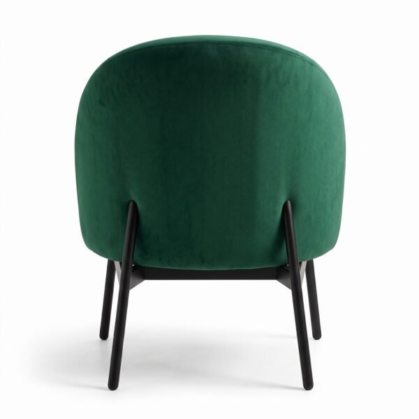 2 Furniture Ripple Emerald Green Velvet Accent Chair with Matte Black Tapered Legs
