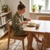Furniture Ripple Solid Oak Minimalist Dining Chair - Natural Wood Finish