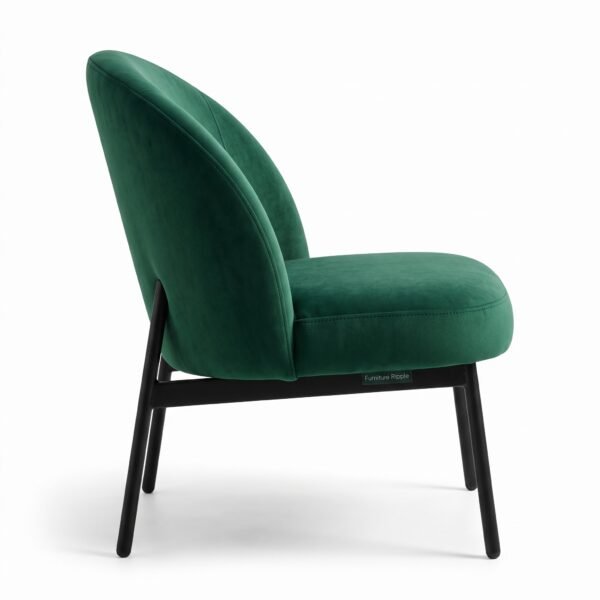 4 Furniture Ripple Emerald Green Velvet Accent Chair with Matte Black Tapered Legs