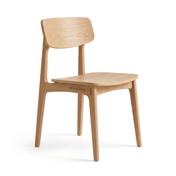 Furniture Ripple Solid Oak Minimalist Dining Chair - Natural Wood Finish