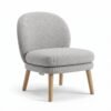 a Furniture Ripple Minimalist Light Grey Fabric Accent Chair with Natural Wood Legs