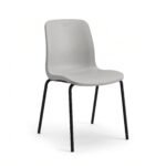 aa Furniture Ripple Modern Ergonomic Dining & Cafe Chair – Light Grey with Matte Black Metal Legs