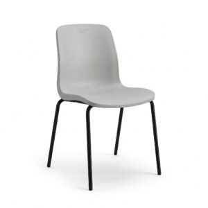 aa Furniture Ripple Modern Ergonomic Dining & Cafe Chair – Light Grey with Matte Black Metal Legs