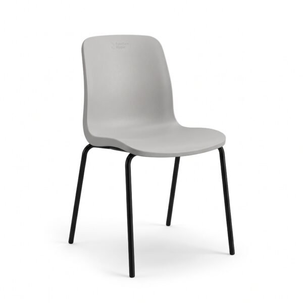 Furniture Ripple Modern Ergonomic Dining & Cafe Chair – Light Grey with Matte Black Metal Legs