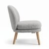 b Furniture Ripple Minimalist Light Grey Fabric Accent Chair with Natural Wood Legs