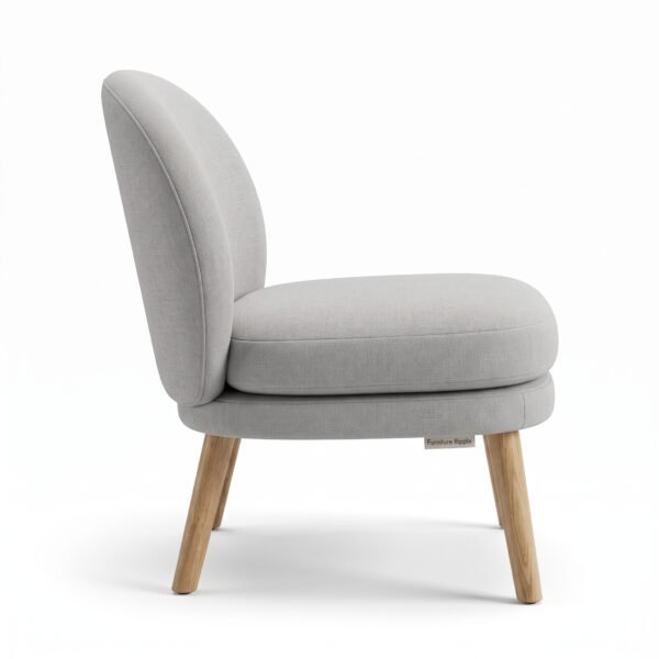 b Furniture Ripple Minimalist Light Grey Fabric Accent Chair with Natural Wood Legs