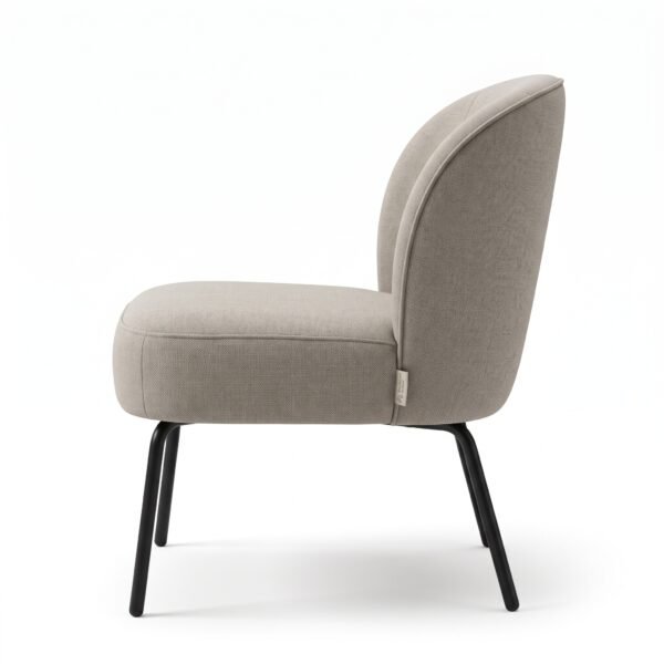 Furniture Ripple Modern Upholstered Accent Chair with Leather Pull Tab & Black Legs