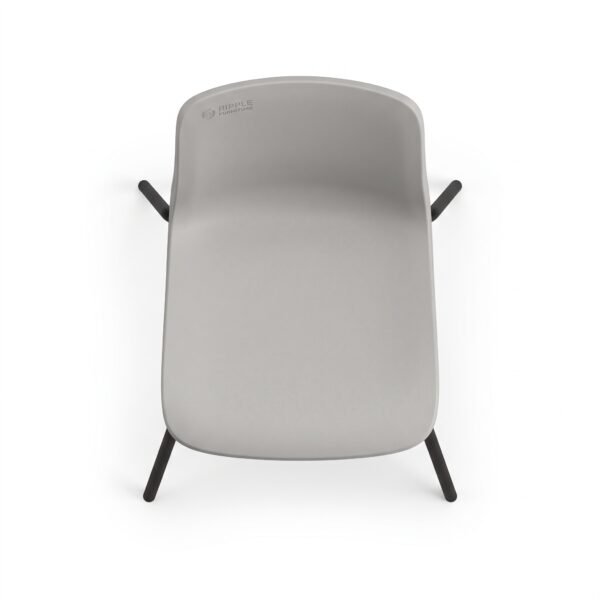 Furniture Ripple Modern Ergonomic Dining & Cafe Chair – Light Grey with Matte Black Metal Legs